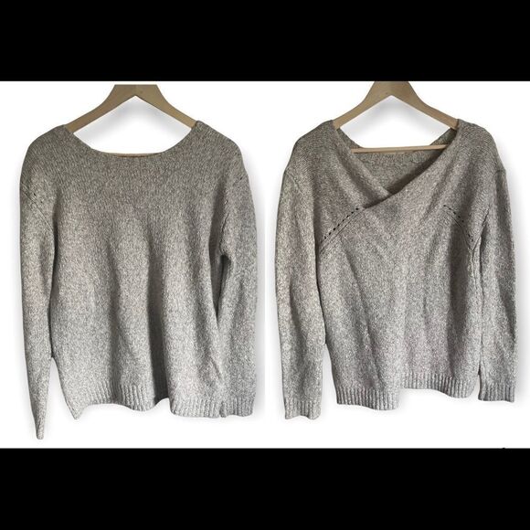 LINE the Label Gray Pullover Crossover Back Alpaca Sweater - Picture 1 of 4